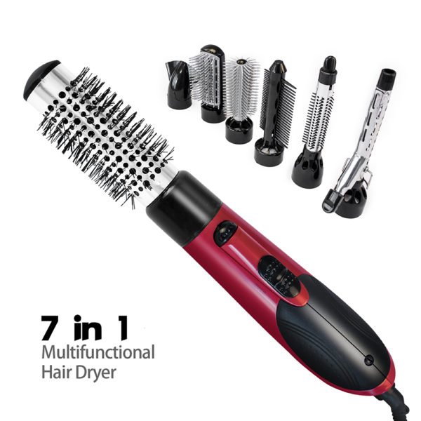 Multifunctional Hair Dryer 7 In 1 Blow Dryer Round Brush Rotating Hot Air Brush Hairdryer with 4