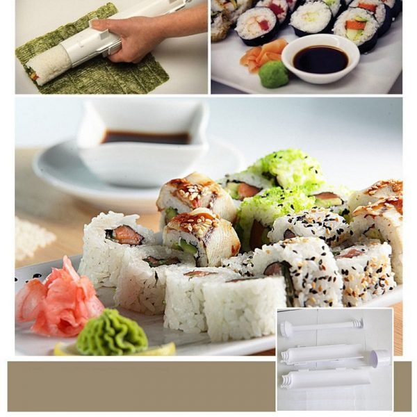 New DIY Sushi Maker Machine Roller Sushi Tools Roll Mold Making Kit Bazooka Rice Meat Vegetables
