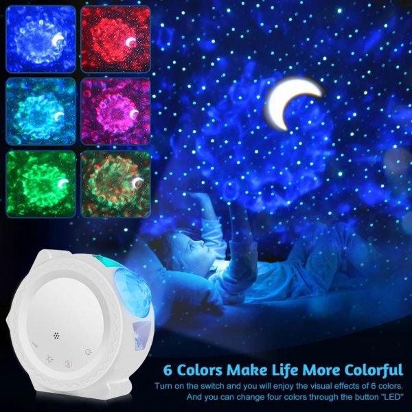 Starry Sky Projector Star Night Light Projection 6 Colors Ocean Waving Lights 360 Degree Rotation Night 1