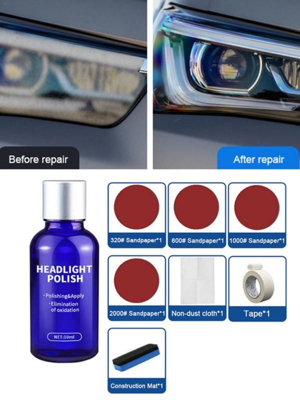 10ml Liquid Headlight Polish Scratch Repair Car Restoration Agent Swirl Remover Hardness Restoration Tool For Electric 4