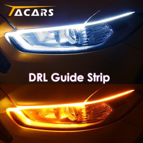 2x Ultrafine DRL 30 45 60cm Daytime Running Light Flexible Soft Tube Guide Car LED Strip