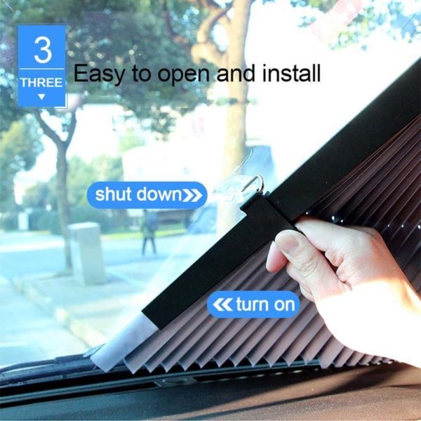 Automatic Retractable Car Front Rear Windshield Sunshade Anti Sun Heat Insulation Blinds car interior protection car 2