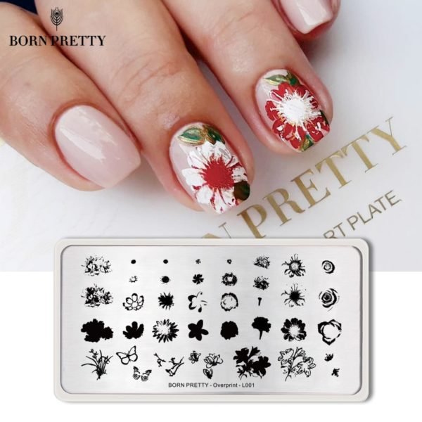 BORN PRETTY Overprint Flower Nail Stamping Plates Butterfly Leaves Series Nail Art DIY Printing Stamp Template 4