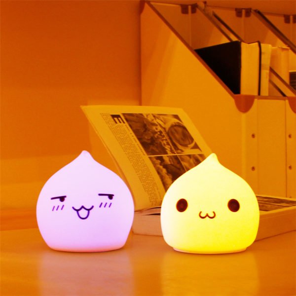 Colorful LED Night Light Animal Cat stype Silicone Soft Breathing Cartoon Baby Nursery Lamp for Children 4