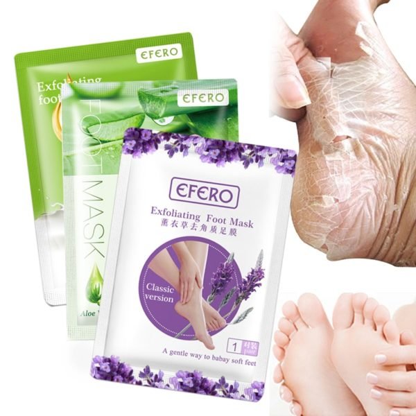 EFERO 6pcs 3pair Lavender Aloe Feet Exfoliating Foot Mask Skin Peeling Dead Skin Feet Mask for