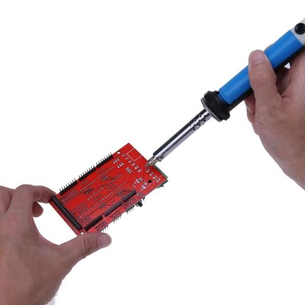 EU Plug Handheld Electric Tin Suction Sucker Pen Desoldering Pump Soldering Tool With Nozzle Cleaner and 2