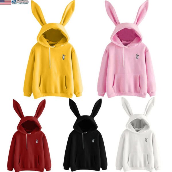 Fashion Cute Girl Sweatshirt Bunny Rabbit Ears Hoodie Hoody Women Casual Hoodies Sweatshirt Pullover Sweatshirt Jumper