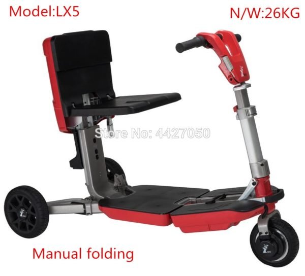 Hot sale luggage mini portable folding three wheel electric scooter wheelchair