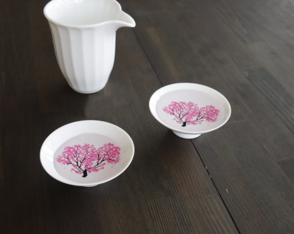 Japanese style Cherry flower plum flower Sake Cup Water stained Discoloration Cup Bowl Ceramic White Wine