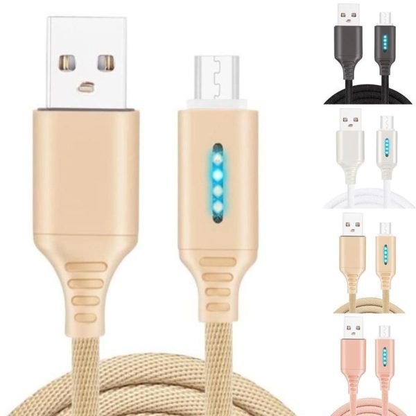 Led Warning Mobile Type C Micro USB Data Cable For Xiaomi USB Android Charging Cable Mobile 3