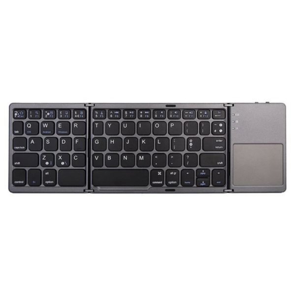 Mini Compact Triple Folding Keyboard Portable Cool Wireless Phone Tablet Keyboard With Mouse Touchpad 4