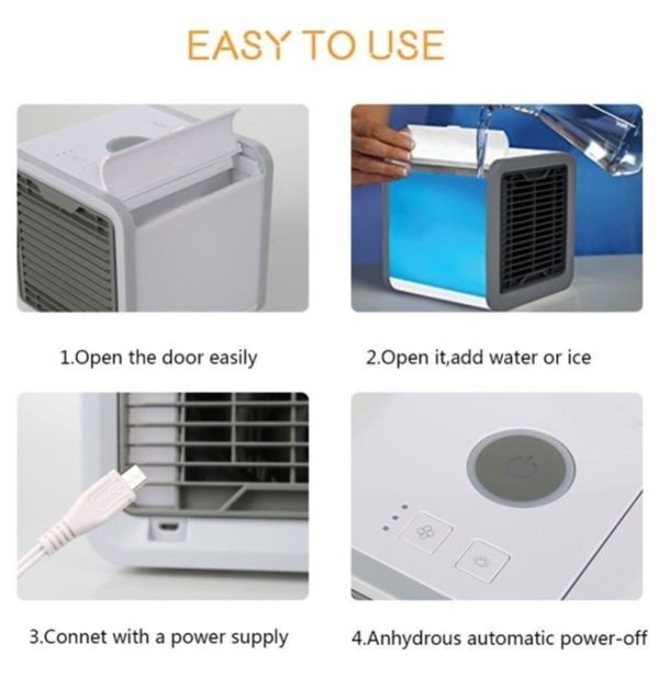 Mini USB Portable Air Cooler Fan Air Conditioner 7 Colors Light Desktop Air Cooling Fan Humidifier 3