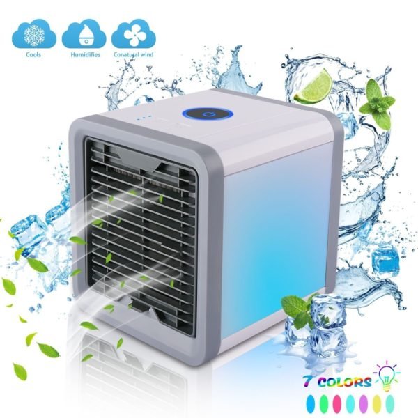 Mini USB Portable Air Cooler Fan Air Conditioner 7 Colors Light Desktop Air Cooling Fan Humidifier