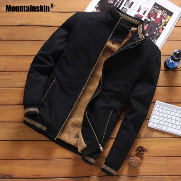 Mountainskin Fleece Jackets Mens Pilot Bomber Jacket Warm Male Fashion Baseball Hip Hop Coats Slim Fit