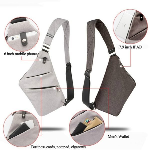 New men s chest bag multi function portable purse fashion solid color sling shoulder bag Messenger 4
