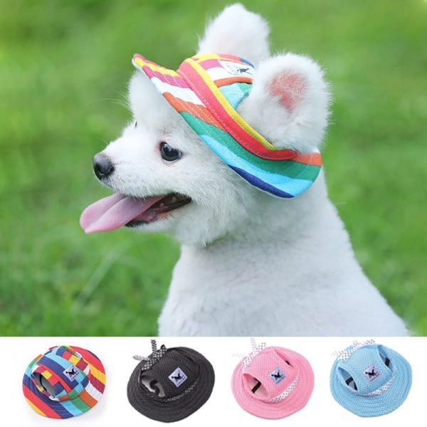 Pet Dog Cap Tailup Summer Cloth Mesh Breathable Pet Sun Hat Canvas For Small Dog Pet 3