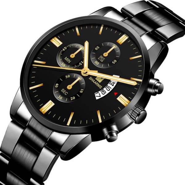 SHAARMS Luxury Men Business watches Fashion black Belt Date Sport watch male Quartz Wristwatch Relojes Hombre 1