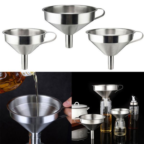 Stainless Steel Kitchen Oil Liquid Funnel Metal Funnel Kichen Accessories Tool Wide Mouth Funnel for Canning