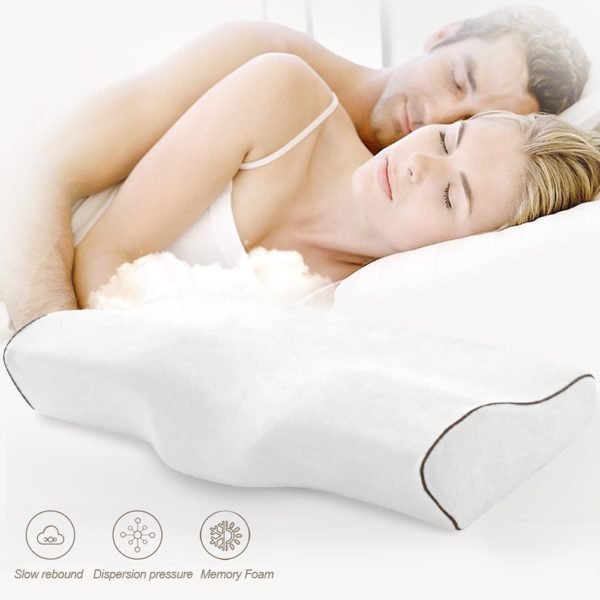 Urijk Butterfly Shaped Bed Pillows Orthopedic Pillow Massage Memory Foam Pillow for Sleeping Neck Pain Relief