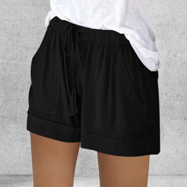 Women s Short Summer Loose Rope Tie Short Sport Shorts Casual Elastic Waist Cotton Linen Shorts 2