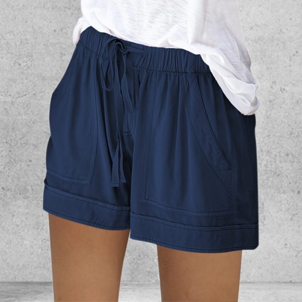 Women s Short Summer Loose Rope Tie Short Sport Shorts Casual Elastic Waist Cotton Linen Shorts 3