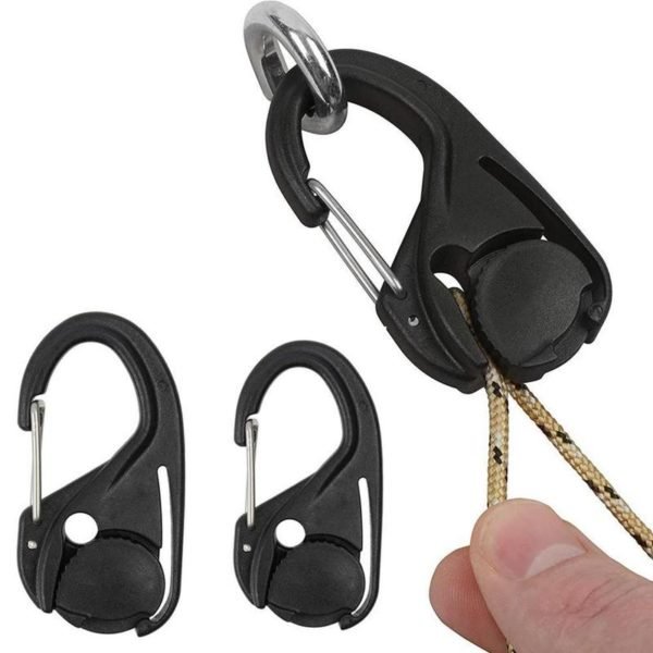 2 pcs 2020 New S M Size Carabiner Camping Tent Cord Rope Fastener Guy Line Runner 1