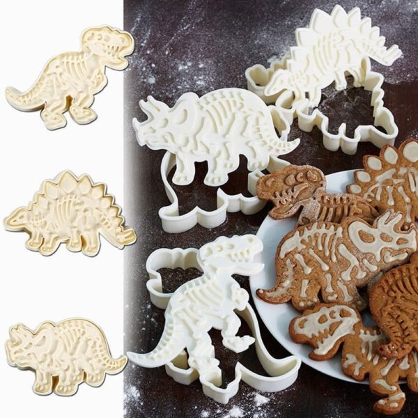 3pcs set Dinosaur Shaped Cookie Cutter Mold 3D Biscuit Sugarcraft Dessert Baking Mould Fondant Cake Decorating