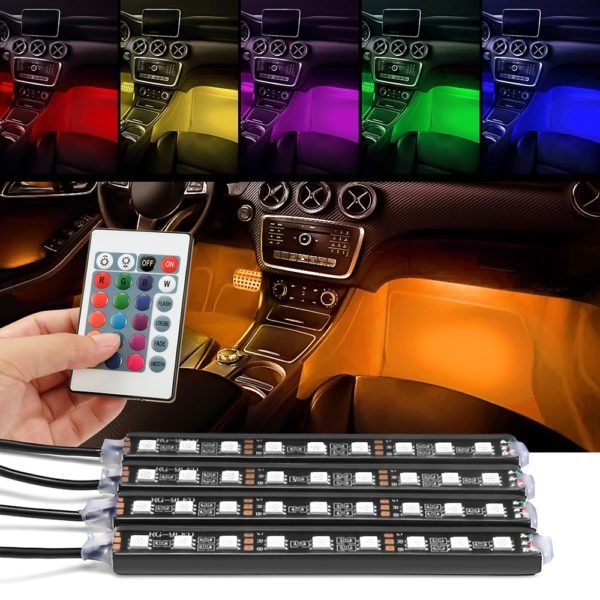 4pcs Car RGB LED Strip Light LED Strip Lights Colors Car Styling Decorative Atmosphere Lamps Car 1