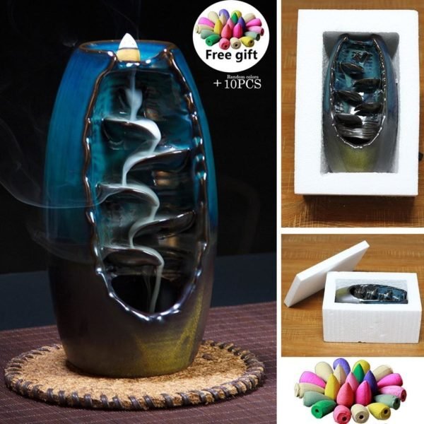 50 PCS Mountain River Handicraft Incense Holder Ceramic Backflow Waterfall Smoke Incense Burner Home Decor best 3