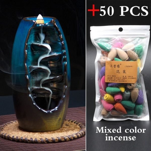 50 PCS Mountain River Handicraft Incense Holder Ceramic Backflow Waterfall Smoke Incense Burner Home Decor best