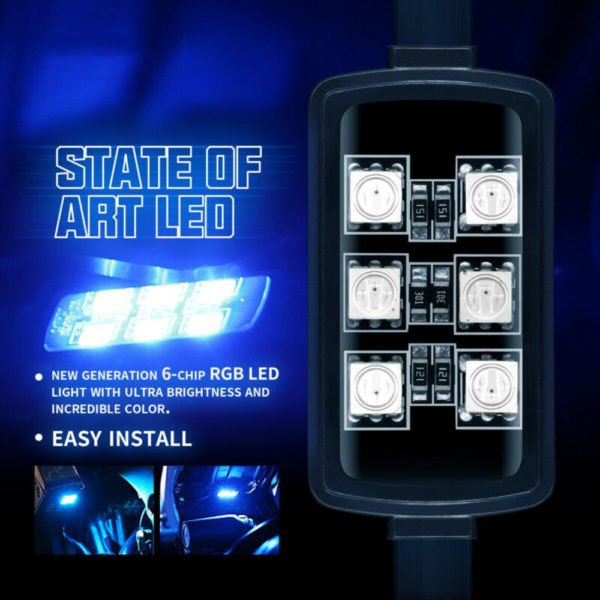 6 Pods Motorcycle ATV RGB 5050 SMD LED Neon Light Bar Kit Atmosphere Lamp Set Chrome 5