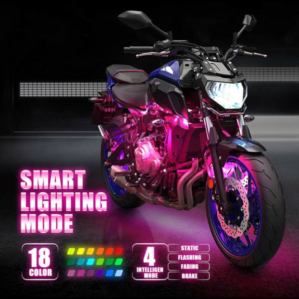 6 Pods Motorcycle ATV RGB 5050 SMD LED Neon Light Bar Kit Atmosphere Lamp Set Chrome
