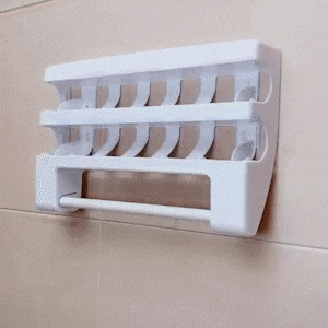 ADOREHOUSE Wall Mount Paper Towel Holder Sauce Bottle Storage Rack 4 In 1 Plastic Film Cutter