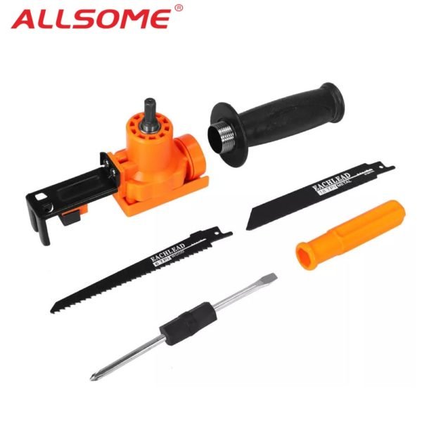 ALLSOME Reciprocating Saw Attachment Adapter Change Electric Drill Into Reciprocating Saw for Wood Metal Cutting HT2611