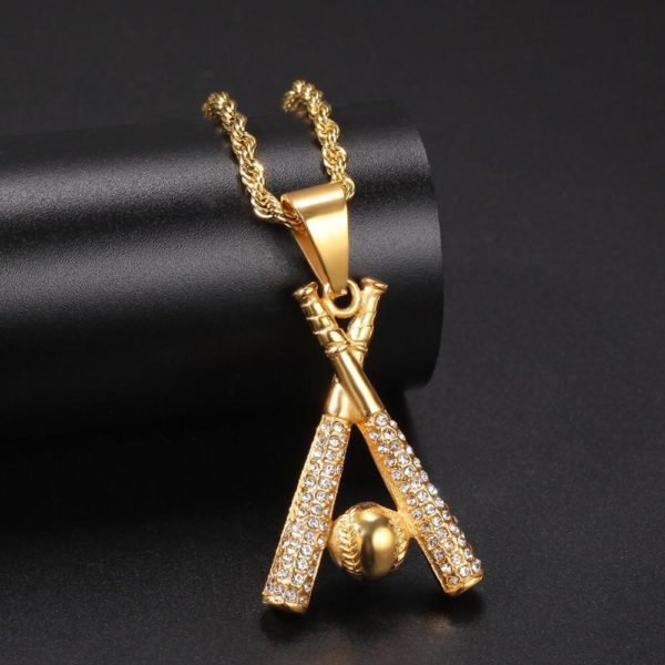 Baseball Pendant Necklace Stainless Steel Men Hip Hop Fashion Jewelry gold silver color witn cuban chain 1