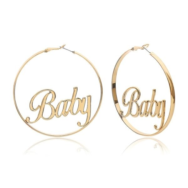 Big Round Hoop Earrings for Women Femme Baby Chicana Letter Statement Jewelry Personality Love Gift Fashion 2