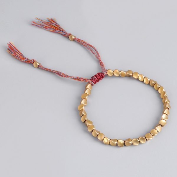 Colored Wax Cord Thread Tibetan Buddhism Copper Bead Love Lucky Bracelets For Women Men Charm Friendship 1