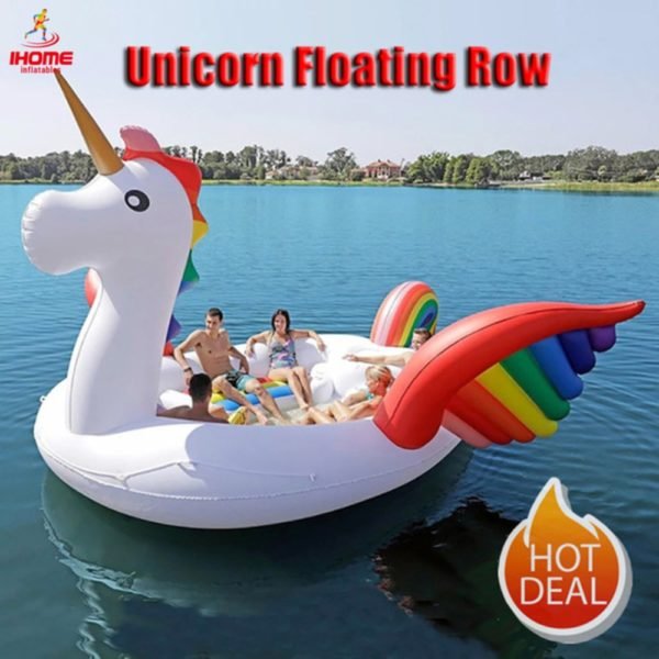 Factory directly sales PVC Giant Inflatable Unicorn Float Party Bird Island Big animal boat for 6