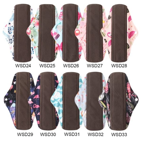 Free Shipping Reusable Hygiene Menstrual Pads Women Sanitary Pads Bamboo Charcoal Lady Cloth Pads Wholesale 5pcs 2