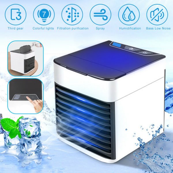 Home Mini Air Conditioner Portable Air Cooler 7 Colors LED USB Personal Space Cooler Fan Air