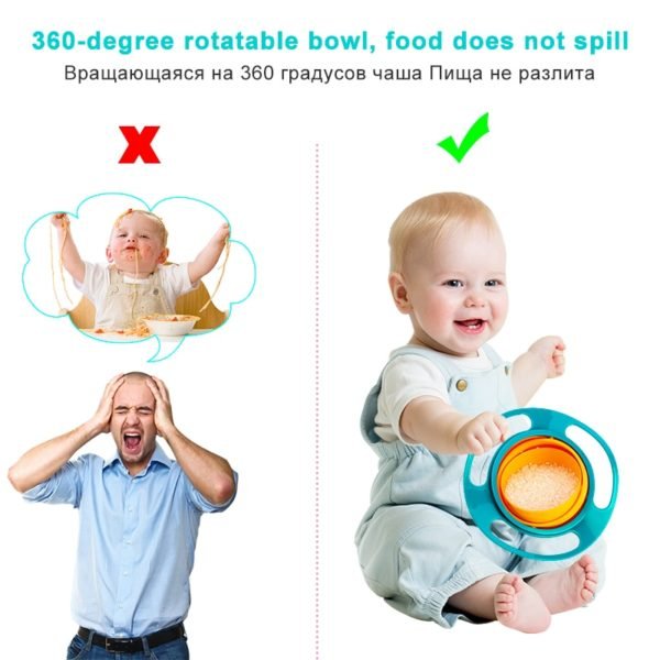 Magic Bowl 360 Rotate Spill Proof Infants Toddler Baby Kids Training Feeding Bowl Practice Feeding Spill 3