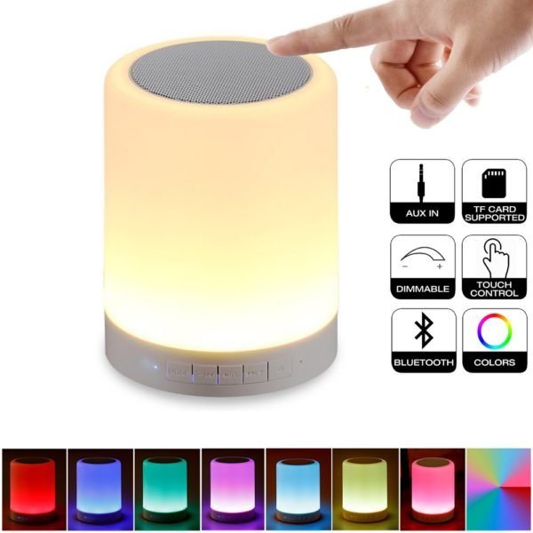 Night Light Bluetooth Portable Wireless Touch Control Color LED Speaker Bedside Outdoor Table Lamp TF Card