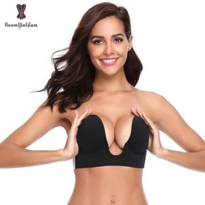 One Piece Deep U Women Wedding Silicone Gel Bra Invisible Chest Self Adhesive Strapless Push Up