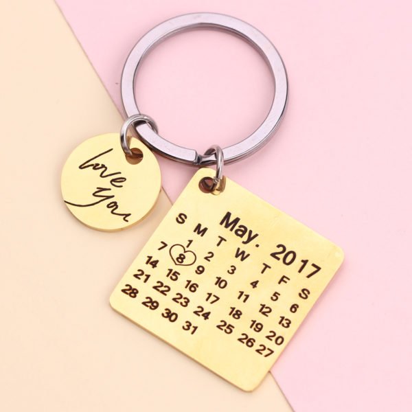 Personalized Calendar Keychain Stainless Steel Custom Hand engraved Calendar Anniversary Private Custom Brelok Key ring Gifts 2