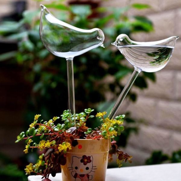 Plant Waterer Glass Bird Shape Plant Garden Automatic Self Watering Device Sprinkler Garden Clear Glass Decorative