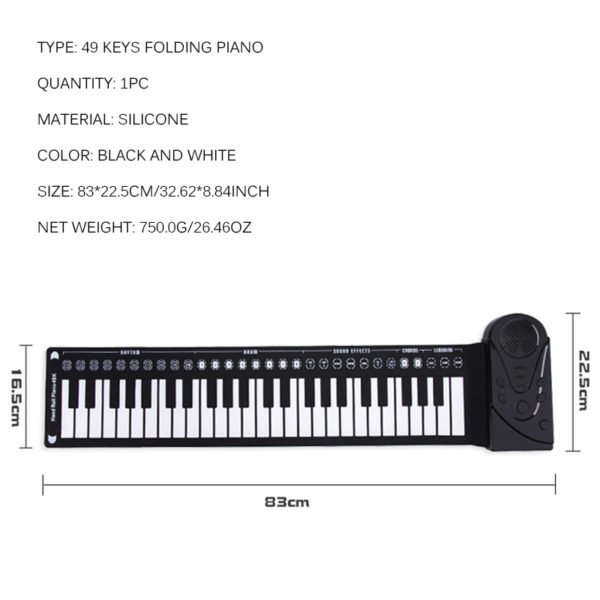 Portable Piano 49 Keys Electronic Pianos Keyboard Professional Smart Folding Silicone Roll Up Piano Beginner Instrument 3