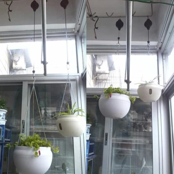 Retro Hanging Garden Basket Pull Down Hanger 20 90 cm Retractable Pulley Baskets Plant Pots Hanging 2