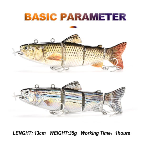 Robotic Swimming Lures Fishing Auto Electric Lure Bait Wobblers For 4 Segement Swimbait USB Rechargeable Flashing 4