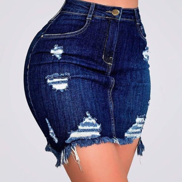 Sexy Bodycon Jeans Skirt Ladies Summer Button High Waist Skirt Women Bowknot Denim Skirt Streetwear Slim 4