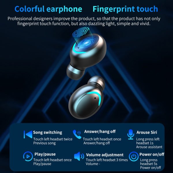 TWS Bluetooth Earphone V5 0 9D Stereo Wireless Headphones Sport Waterproof Earphones Mini True Wireless Earbuds 1